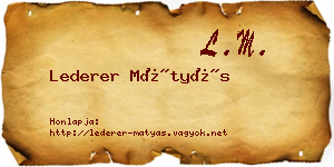 Lederer Mátyás névjegykártya