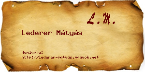 Lederer Mátyás névjegykártya